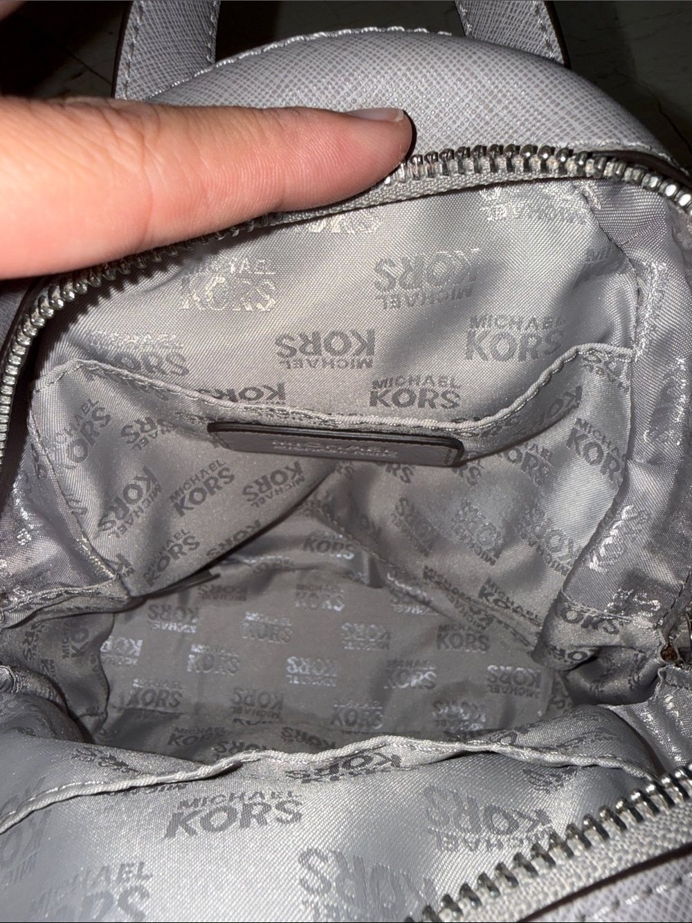 Michael Kors Light Gray Perforated Mini Backpack - Picture 7 of 8